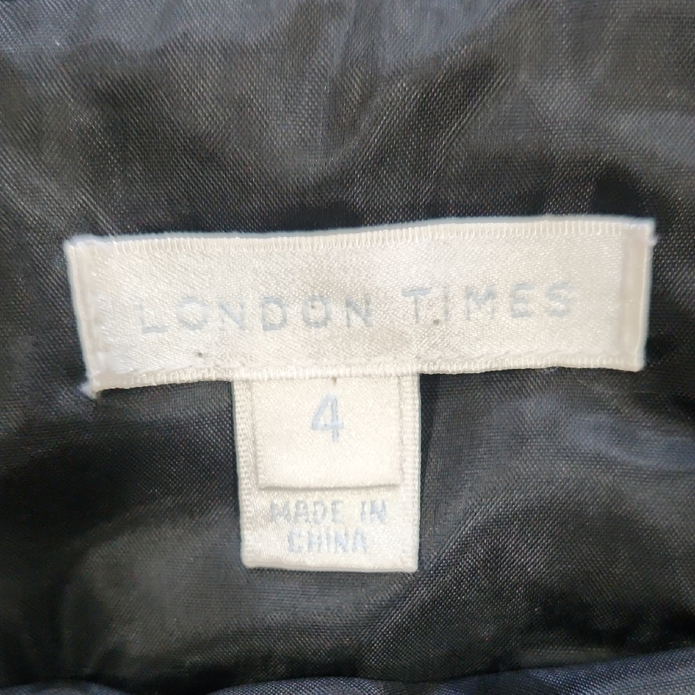 London Times Black Strapless Dress with White Detailing - Picture 3 of 6